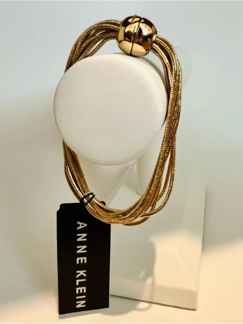 Anne Klein Gold-Tone Multirow Dome Magnetic Closure Statement Bracelet
